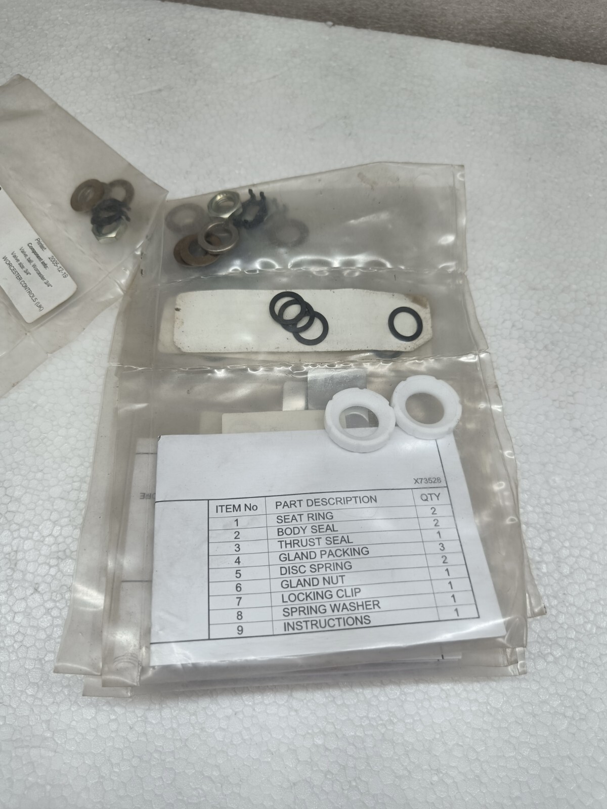 LOT OF 6 WORCSETER CONTROLS 07ARK44-TT DN 20 / 05ARK59-TT DN 15 REPAIR KIT