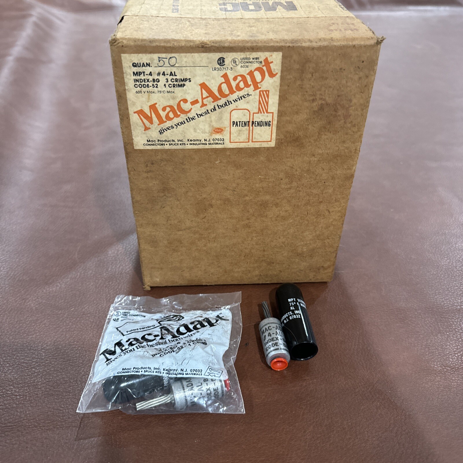 50x Mac Adapt MPT-4 #4-AL INDEX-BG 3 Crimp Code 52 Pigtail Compress Adapter JB-6