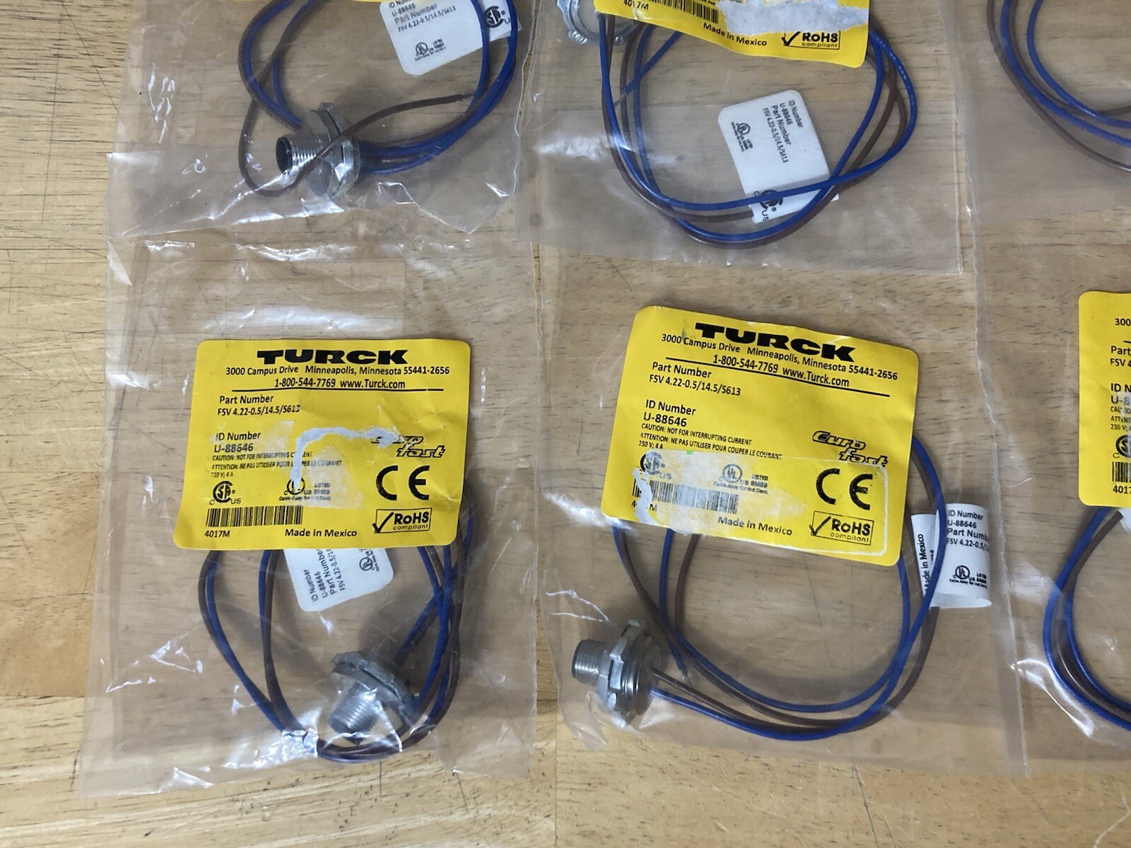 Turck FSV 4.22-0.5/14.5/S613 Panel Mount Receptacle Bulkhead Connector Lot of 10