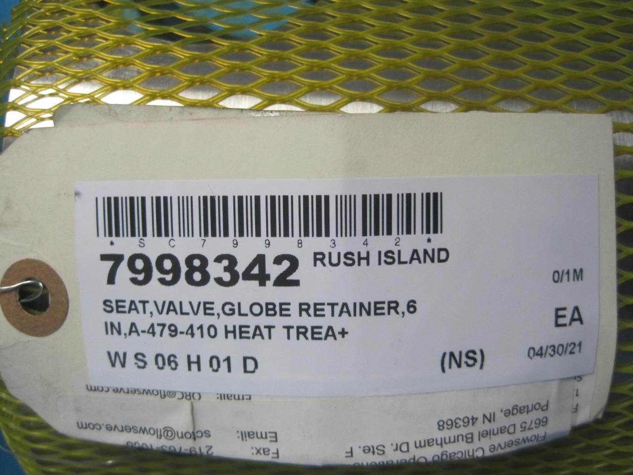 FLOWSERVE RERAINER SEAT MK1 PB 6″ CL 900/1500 TN 4 4.38 BORE A-479-410 S41000