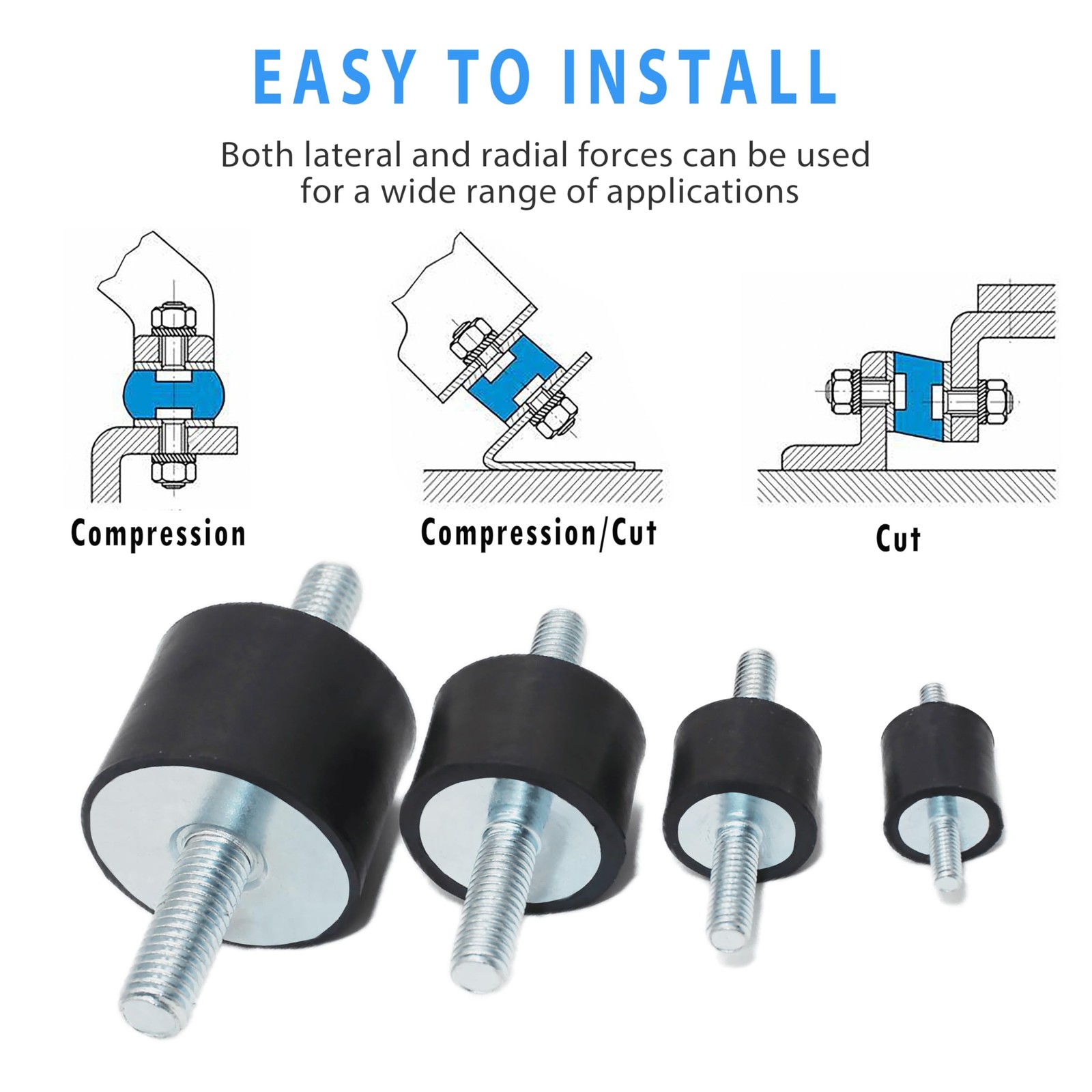 M6x18mm Rubber Studs Shock Absorber Anti-Vibration Isolator Mounts, 20x15mm R…