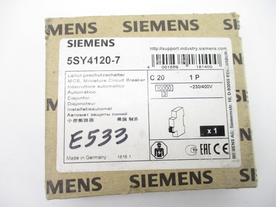 SIEMENS 5SY4120-7 230/400V 20A NSMP