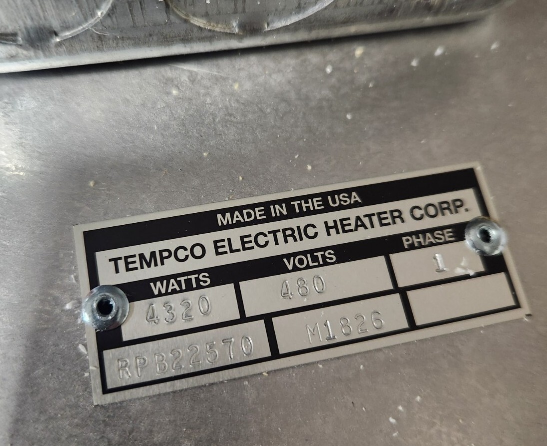 New Surplus Tempco 1ph 480v 4320w Radiant Process Panel Heater RPB22570
