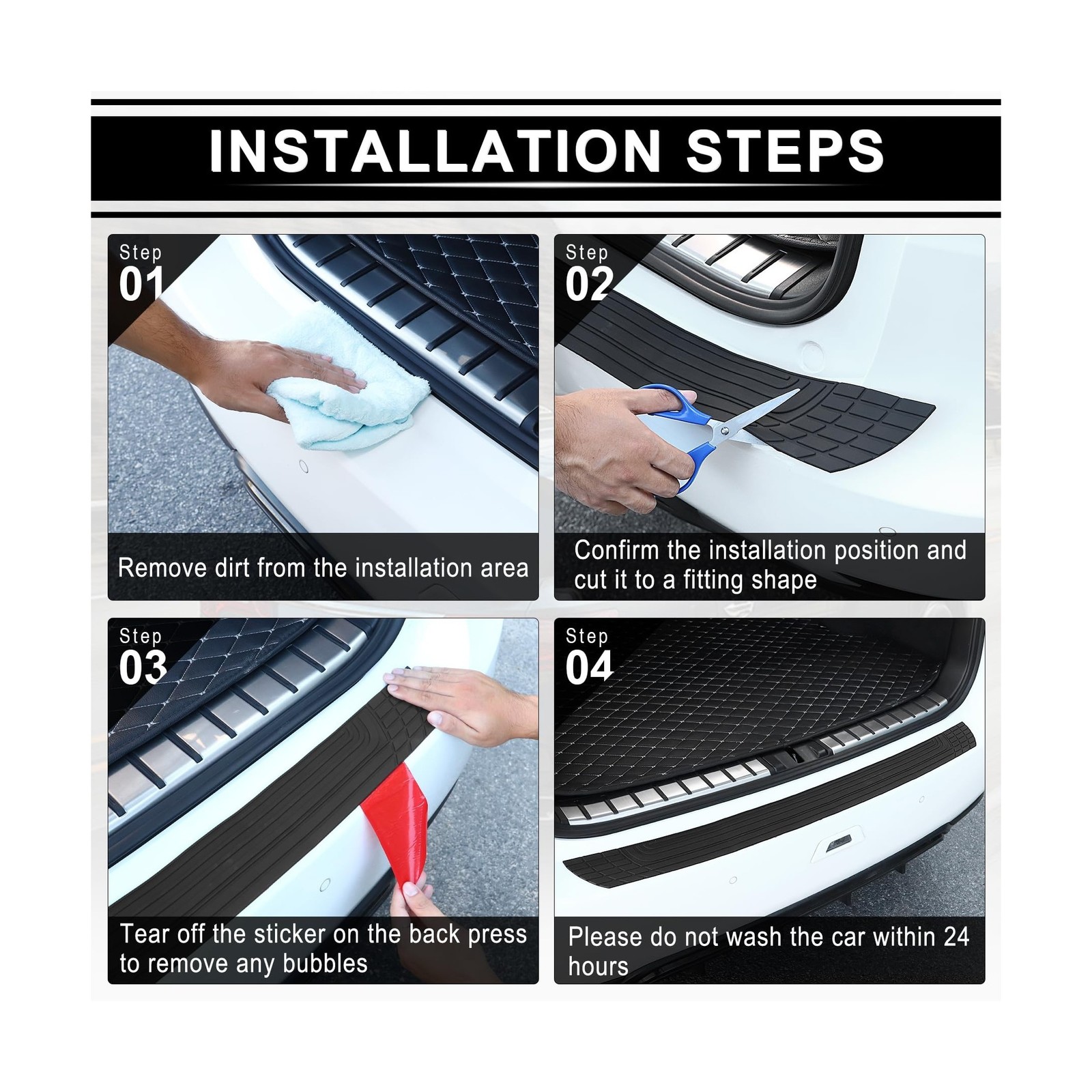 Car Rear Bumper Protector, 41inch x3.4inch Car/SUV Universal Rubber… Fast Ship
