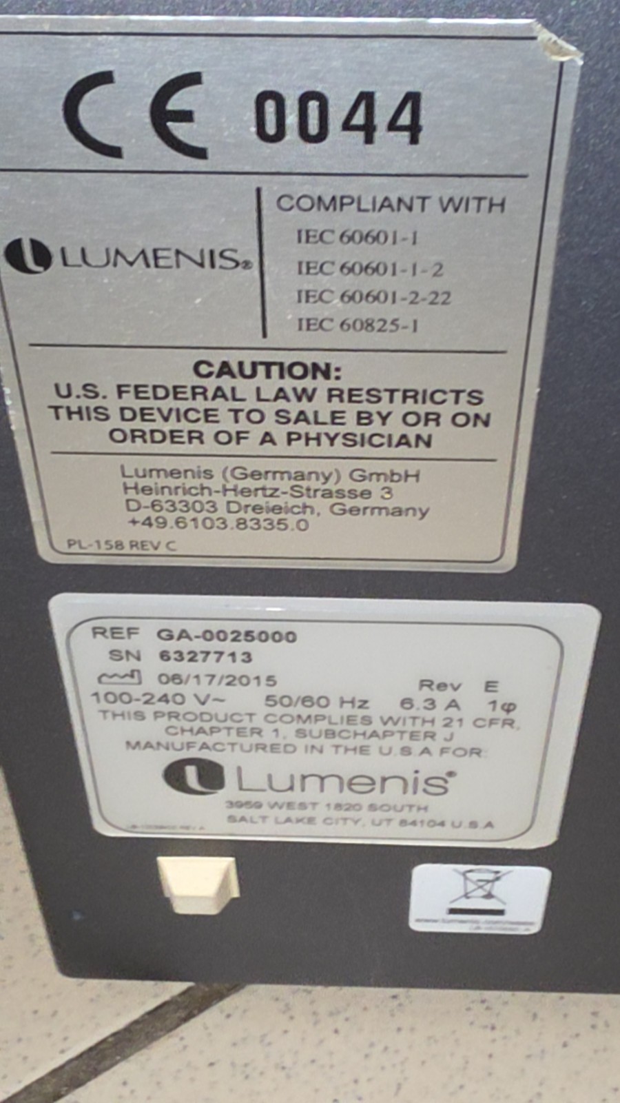 LUMENIS NOVUS SPECTRA DP LASER SYSTEM LIO and Zeiss attachments