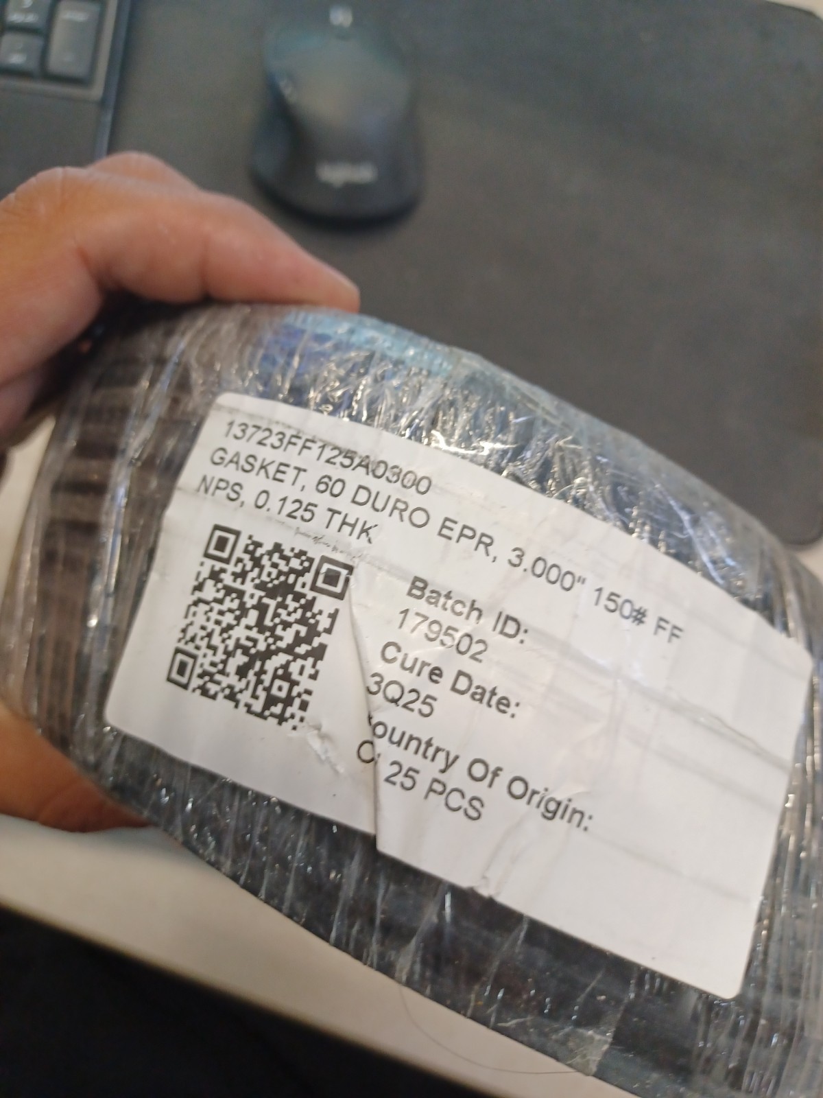 25pc 13723FF125A0300 Gasket EPDM, 3 in Nominal 7-1/2 in OD 1/8 in THK, Class 150