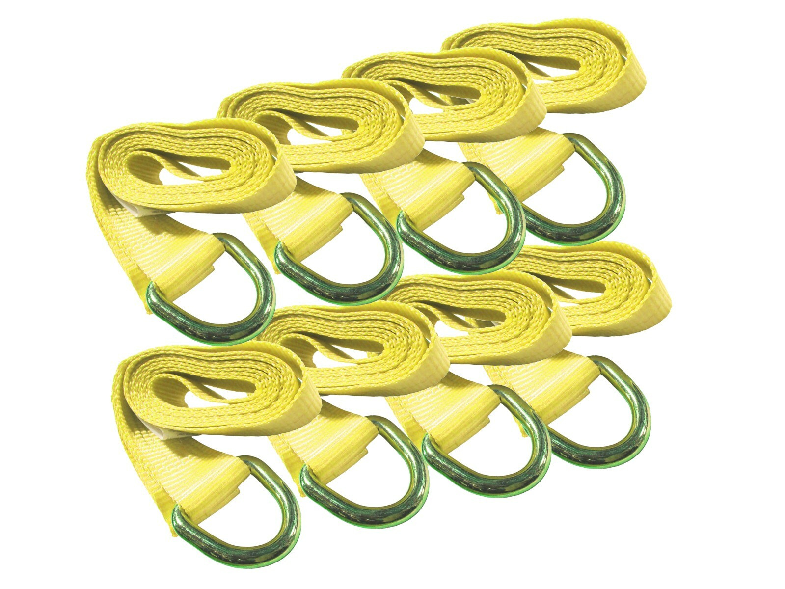 2″ x 10 ft Yellow Lasso Strap Tie Down with D Ring Wheel Lift (8 Pack)