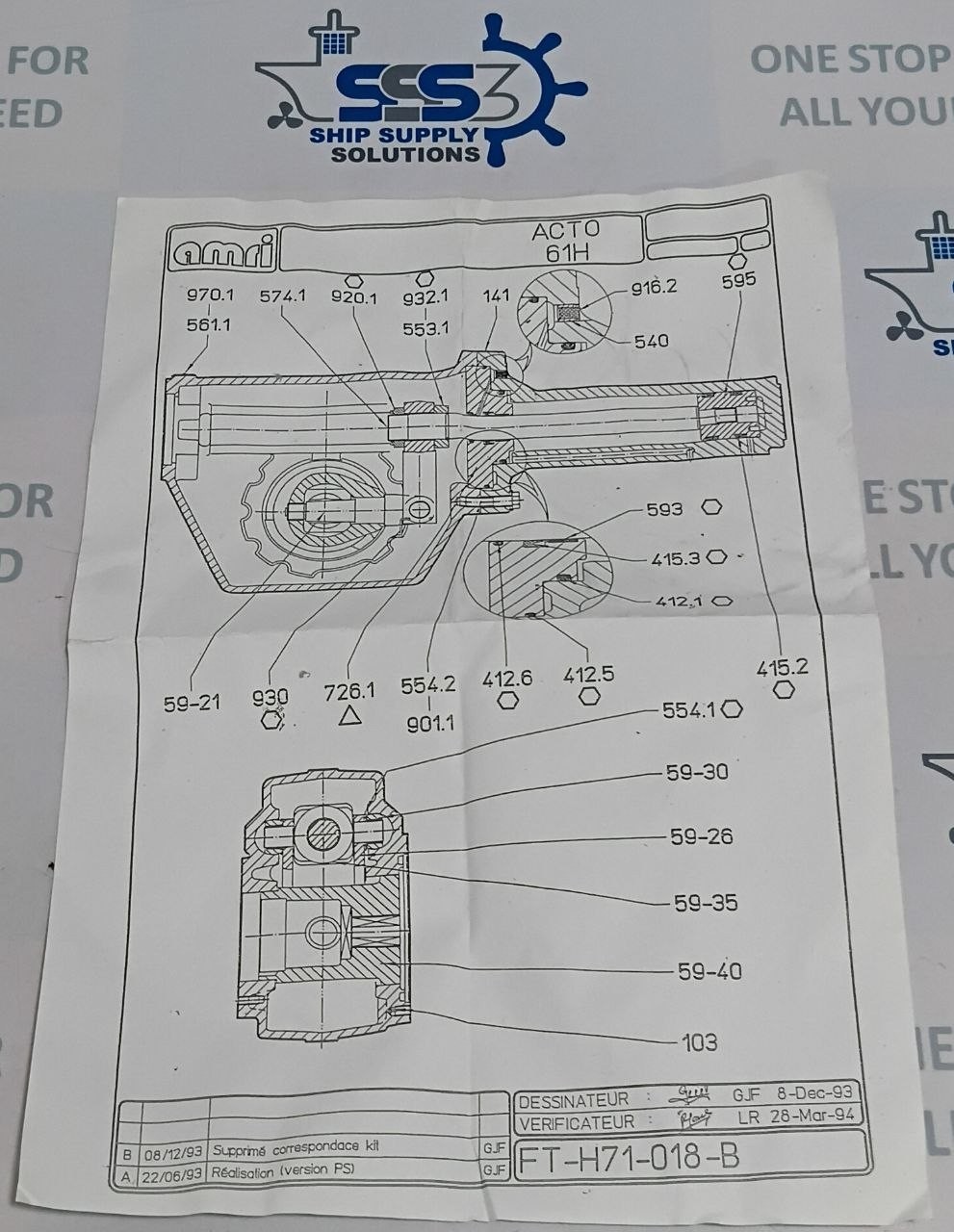 KSB/Amri ACTO 61H Seal Repair Kit / Sealing Kit FT-H71-018-B