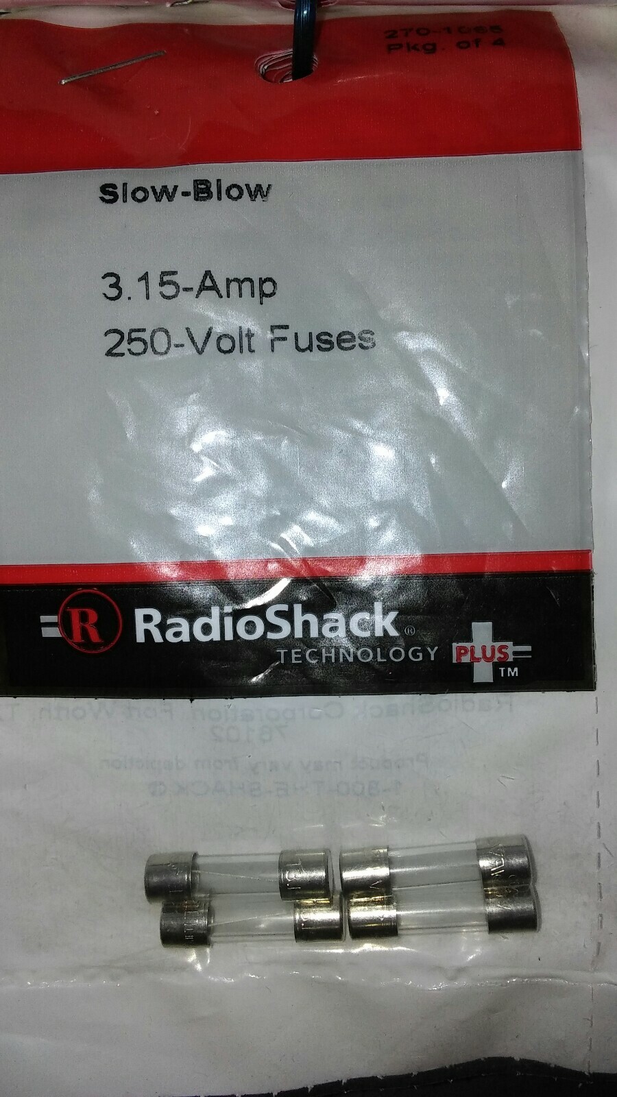 Lot of 2 Packs of 4 Radio Shack 270-1065 3.15 Amp Gma Fuses 250V Slo Blo 8 fuses