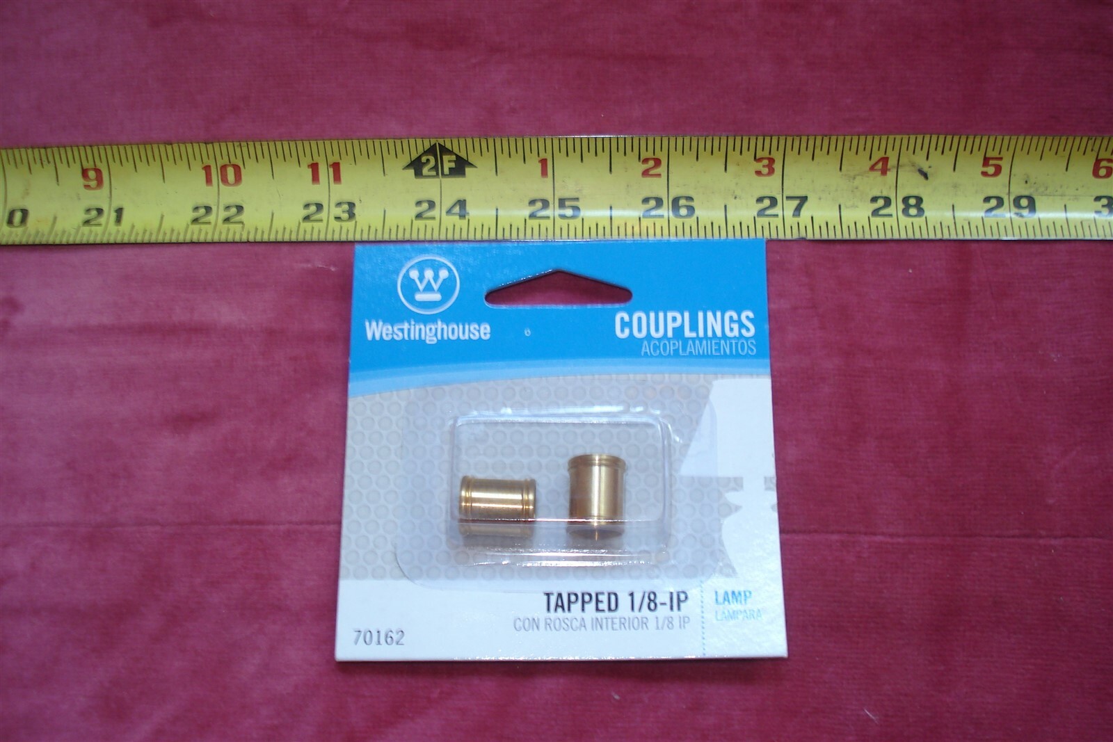 (0815.) Two Couplings Tapped 1/8″ IP Brass Finish-Westinghouse A70162