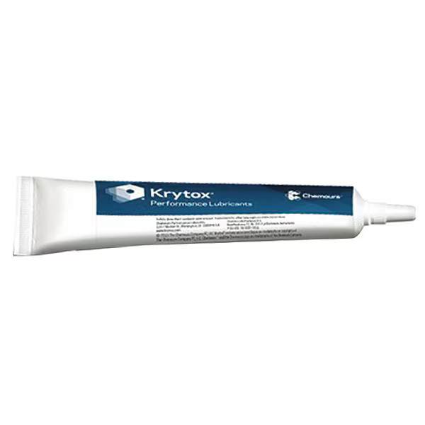 Krytox Grease, 2 oz, Tube, Synthetic Base, 570 Degrees F Max Op Temp, White LVP