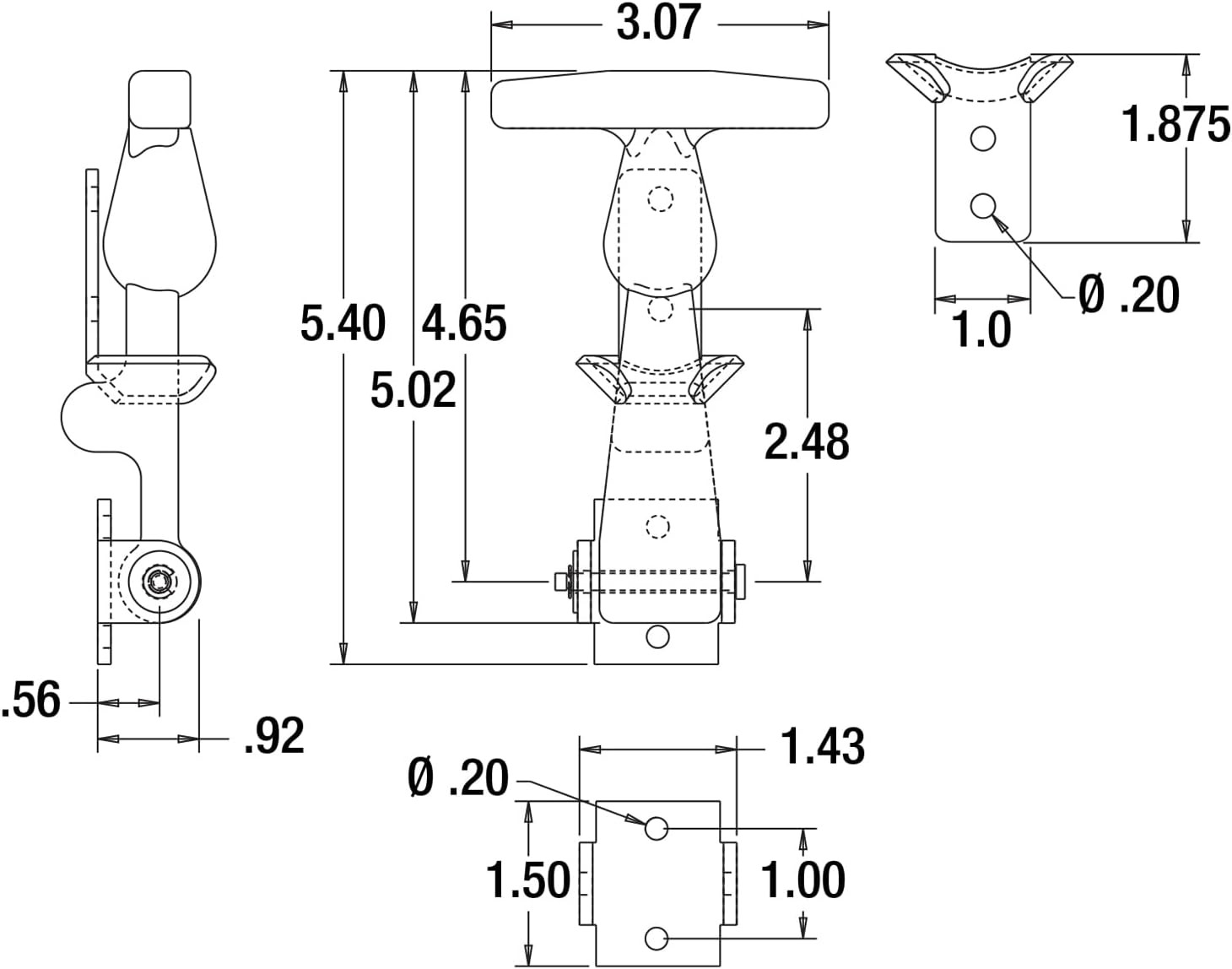 Buyers Products WJ201A 4-7/8″ Rubber Hood Catch with A Bracket, 4 Pack, Weather-