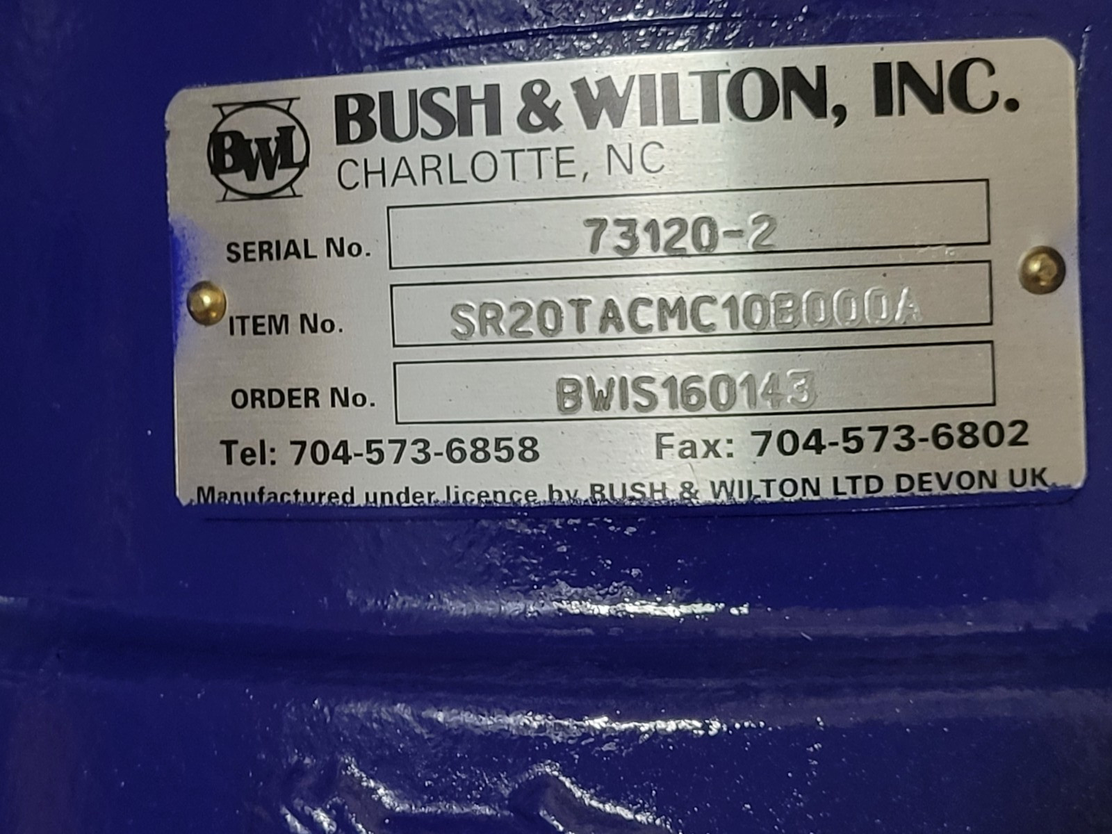 Bush & Wilton SR20TACMC108000A SR20 Rotary Air Lock.