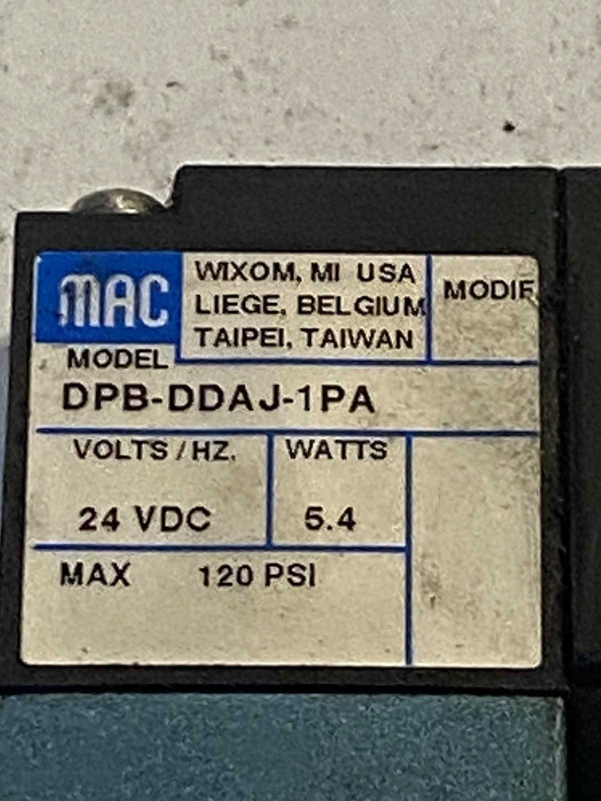 MAC 411A-B0A-Dp-DDAJ-1pa SOLENOID VALVE, 4-WAY 2-POSITION With Solenoid