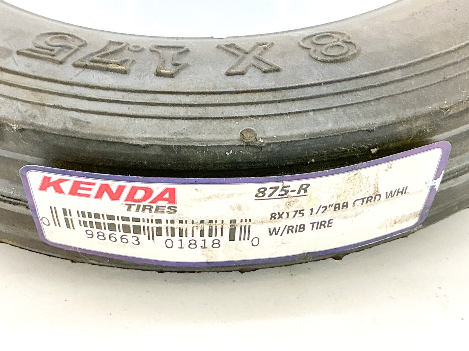 New Kenda 875-R Rubber Tire and Steel Rim 8X175 1/2″BB – No Box