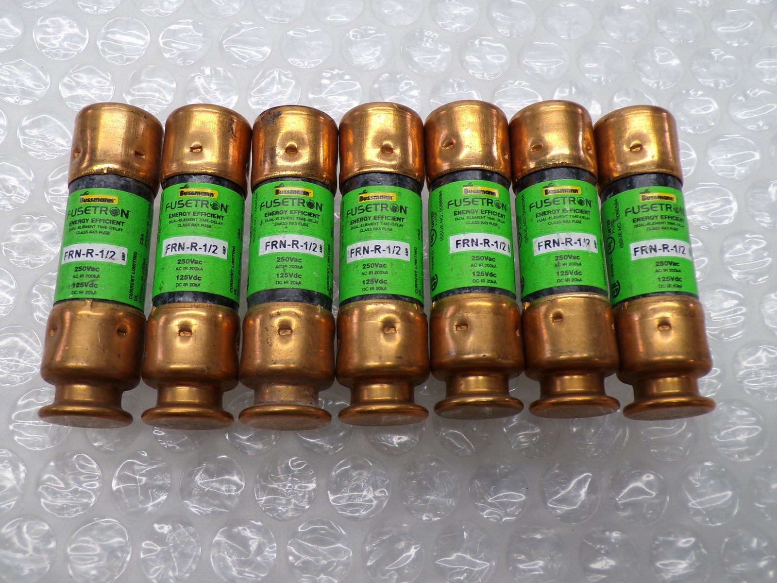 BUSSMANN FRN-R-1/2 FUSE GREEN LOT OF 7 NSNP