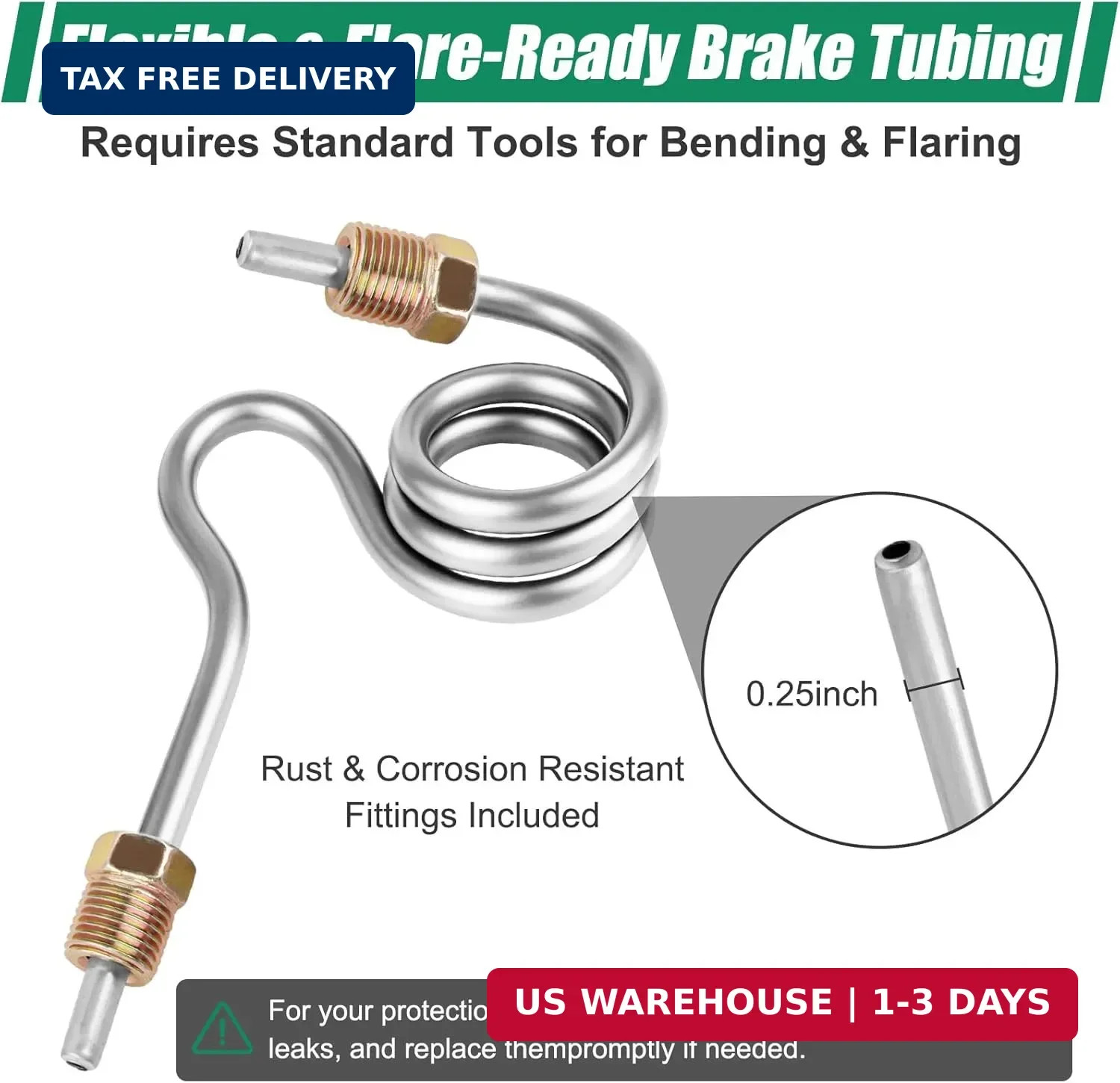 25Ft 3/16″ Upgraded Zinc Coated Steel Brake Line Tubing Kit, Robust Reliable Hyd
