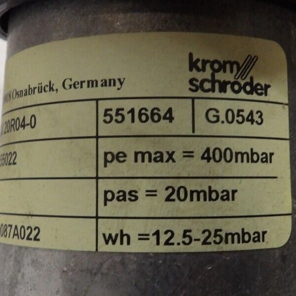 NEW KROM SCHRODER PRESSURE REGULATOR 3/4″ NPT 400 mBAR GDJ20R04-0 03155022