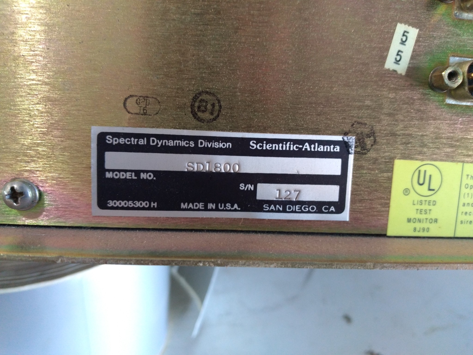 SCIENTIFIC-ATLANTA SD1800 SPECTRAL DYNAMICS DIVISION 125V 1A 50/60HZ