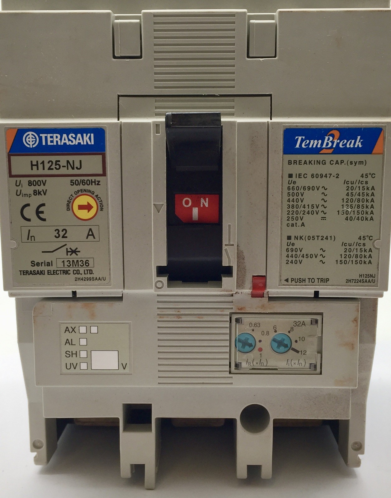 TERASAKI H125-NJ TemBreak Circuit Breaker 3 Pole 32A FC 85KA 415VAC
