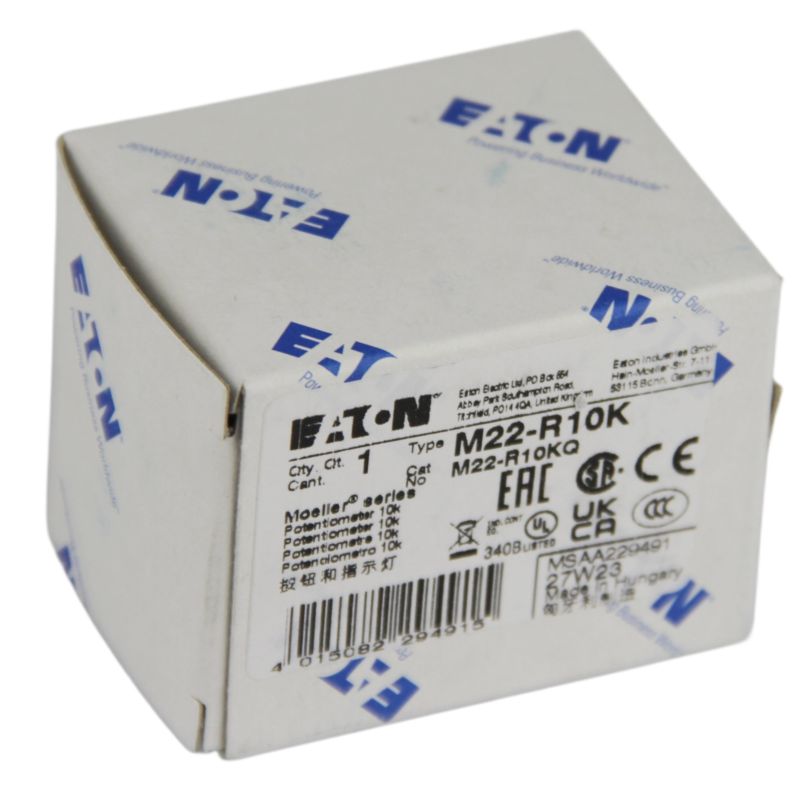 One Brand New EATON MOELLER M22-R10K 10k Potentiometer – US Stock