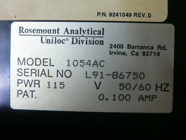 Rosemount Analytical 1054Ac Analyzer Coductivity