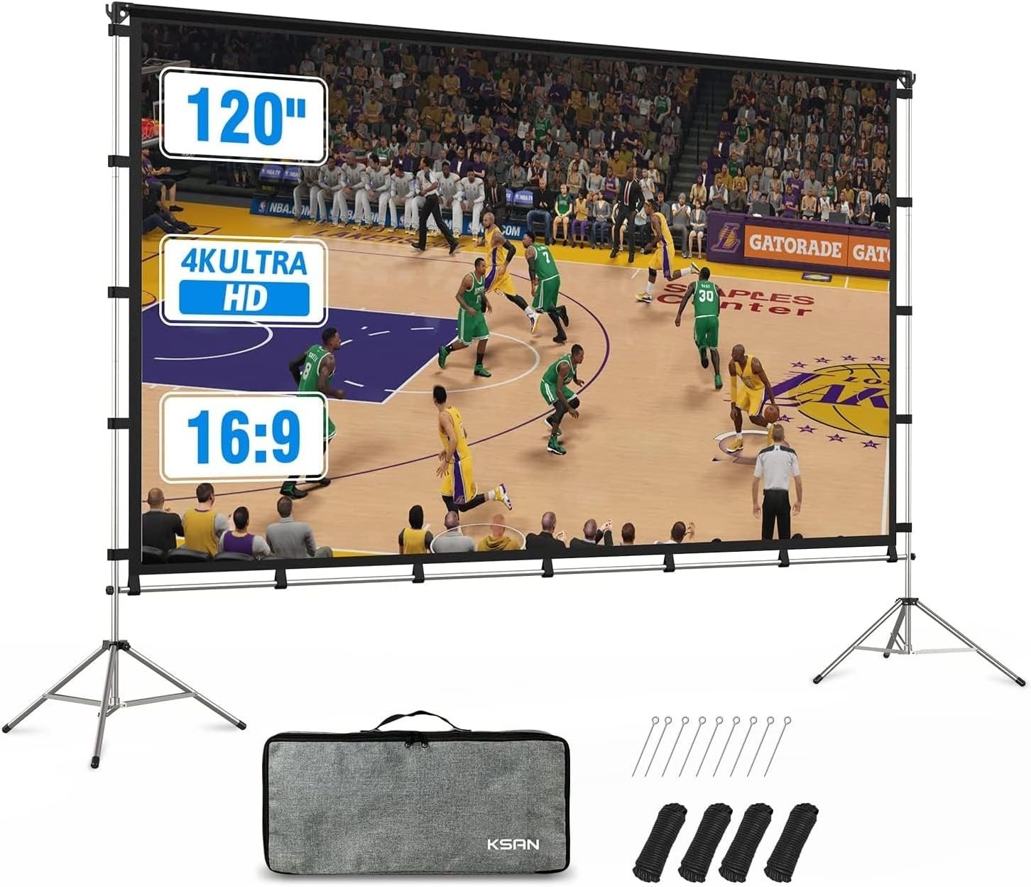 Portable 120″ Outdoor Projector Screen with Aluminum Stand & Carry Bag – Foldabl