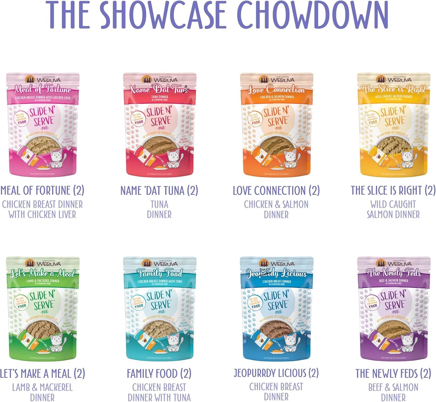 Weruva Slide N’ Serve The Showcase Chowdown Wet Cat Food – Variety Pack, 32 ct