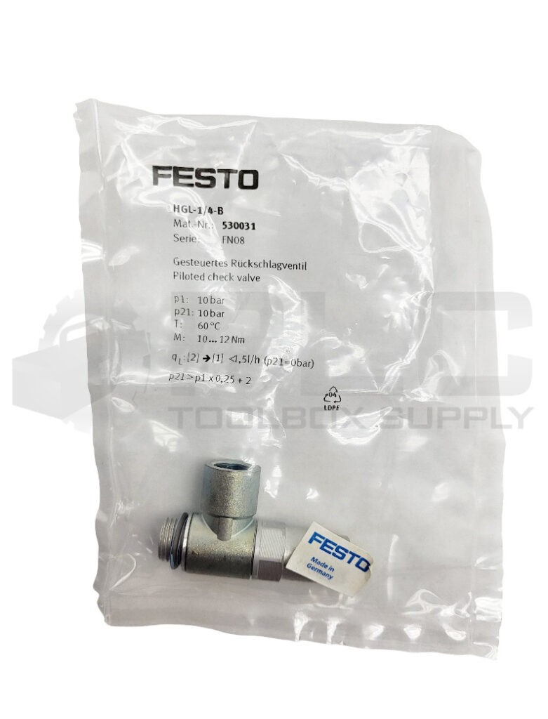 NEW SEALED FESTO HGL-1/4-B PILOTED CHECK VALVE 10BAR