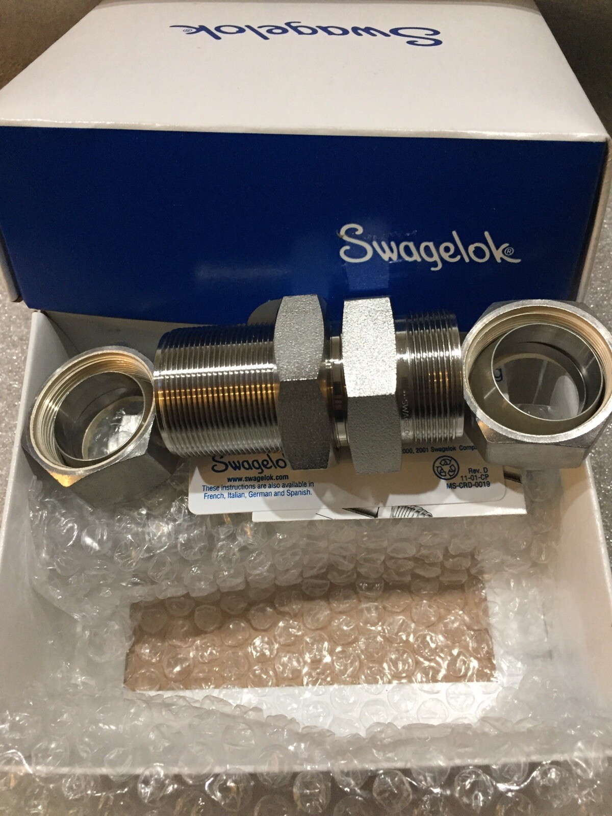NEW SWAGELOK SS-1610-61 TUBE FITTING BULKHEAD UNION 1” TUBE OD.