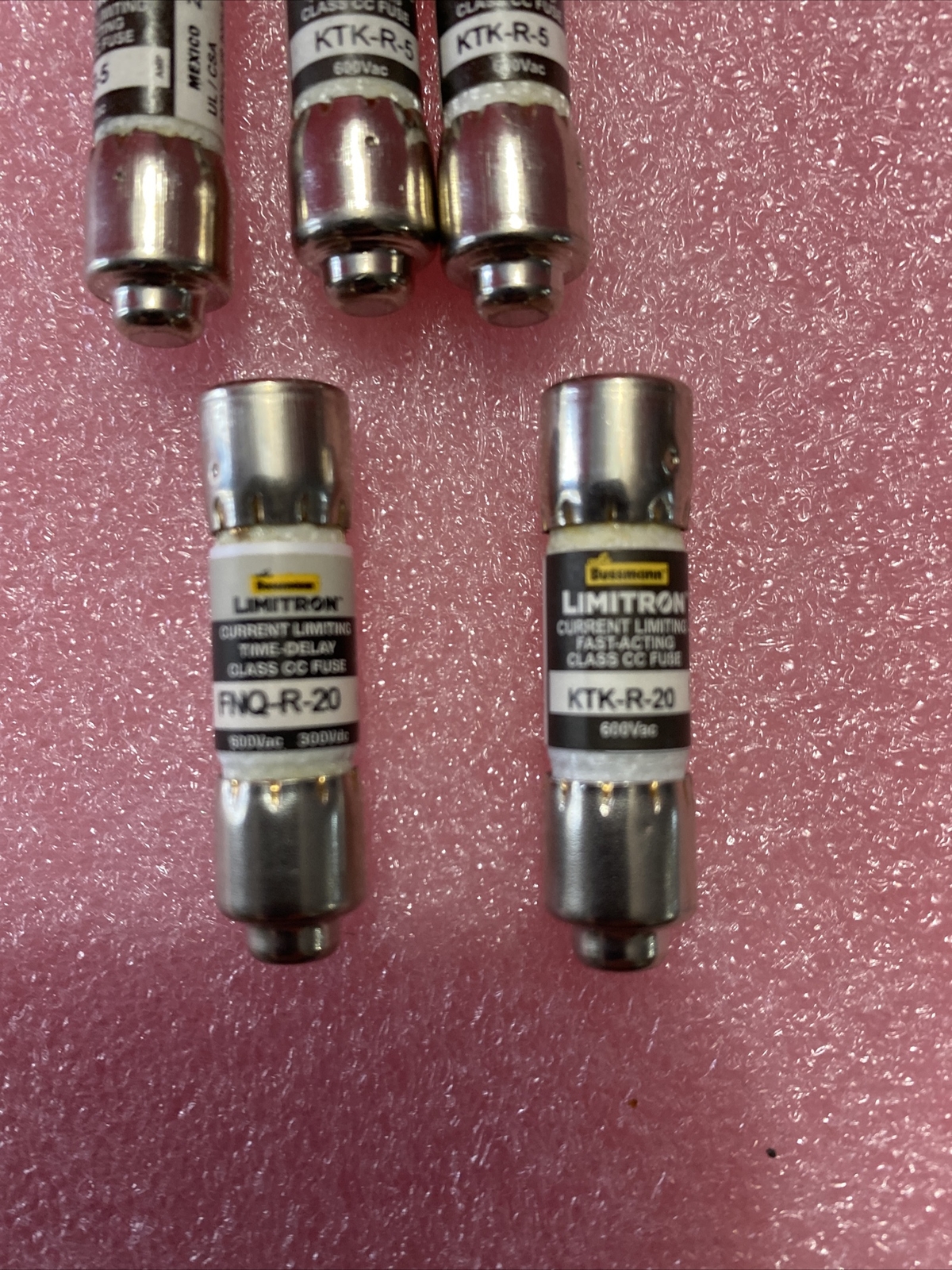 Limitron Fuses KTL-R-6 Lot of Three, One FNQ-R-20, One KTR-R-20