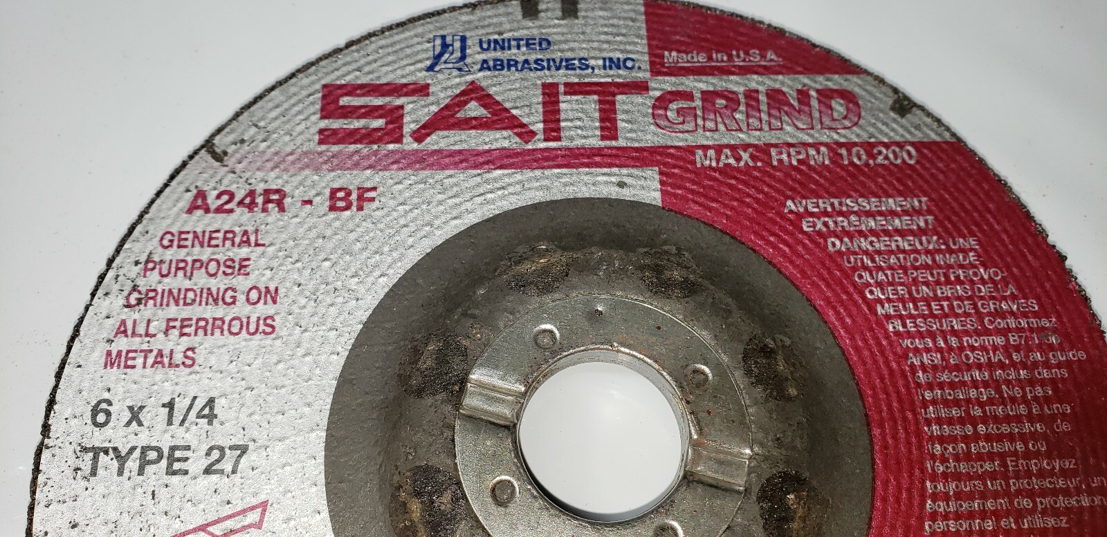 (3) Sait 24 Grit, 6″ Wheel, 1/4″ Wheel Thickness, 7/8″ Arbor, Type 27, Lot of 3