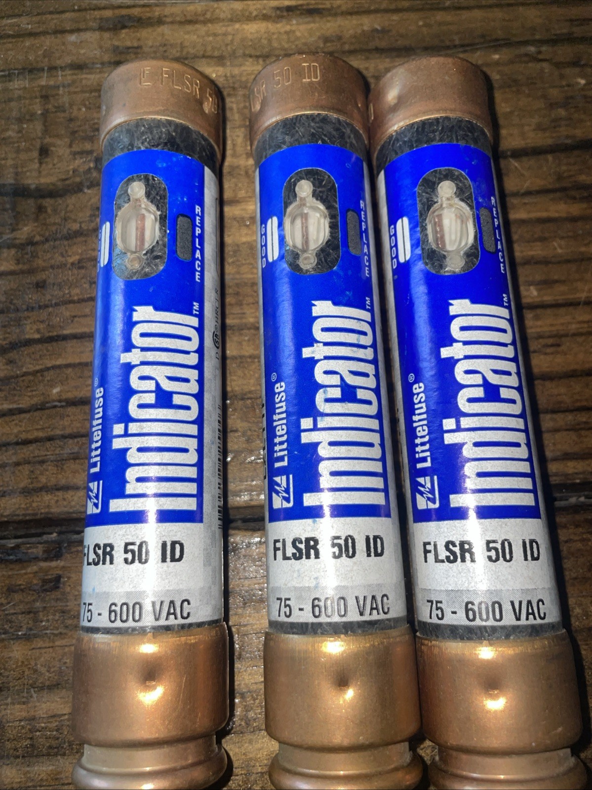 LOT OF 3 LITTELFUSE FLSR 50 ID INDICATOR FUSE 50A 600VAC