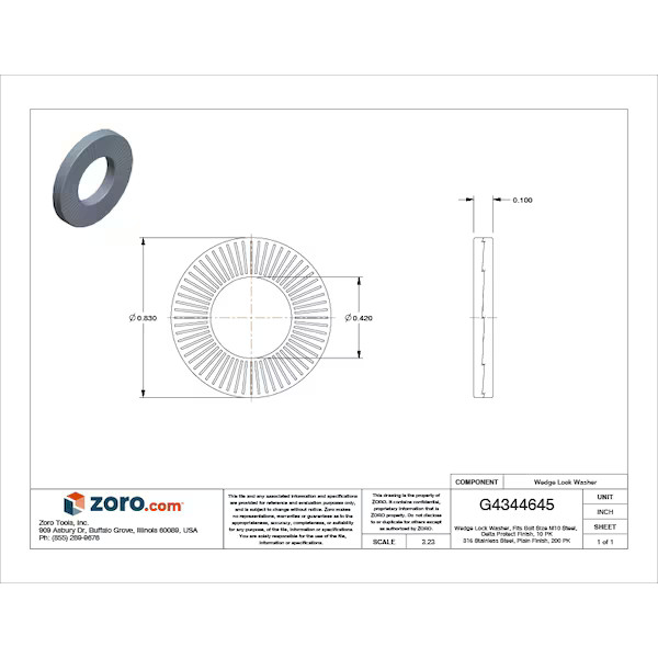 Wedge Lock Washer, For Screw Size M10 Steel, Advanced Corrosion Resistance , 10