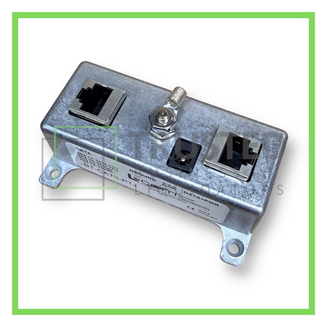 L-com BT-CAT5-P1J Single-Port Passive PoE Injector, CAT5, 48V Compatible