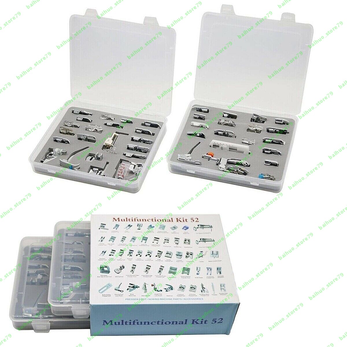 Presser Feet with Plastic Storage Box For Singer,Brother,Janome,Elna + 52PCS