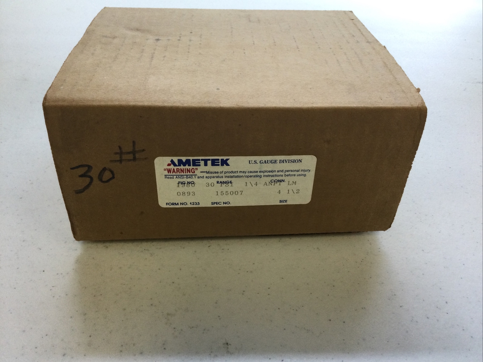 NEW AMTEK U.S. GAUGE, 1980, 155007, 30 PSI, 1/4” ANPT 4-1/2″ SIZE FREE SHIPPING