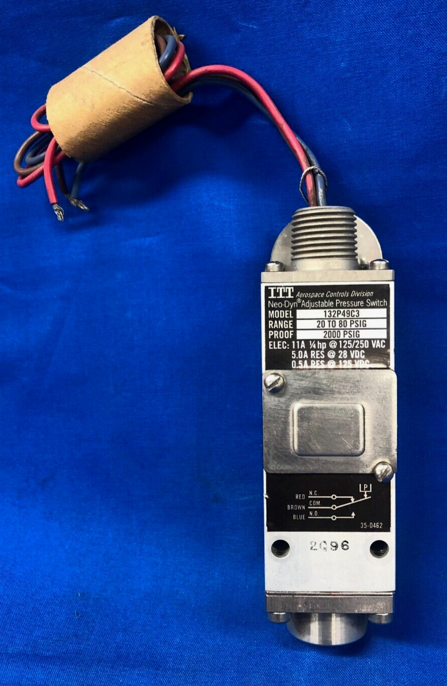 ITT AEROSPACE CONTROLS DIVISION NEO-DYN ADJUSTABLE PRESSURE SWITCH 132P49C3