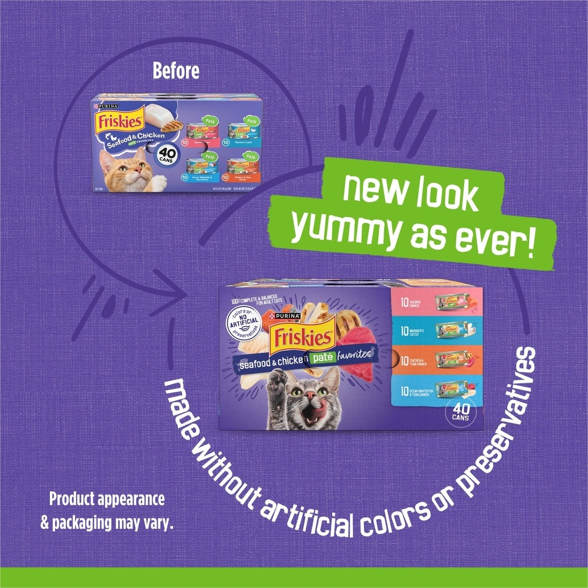 Purina Friskies Seafood & Chicken Pate Favorites Wet Cat Food – 40 Count