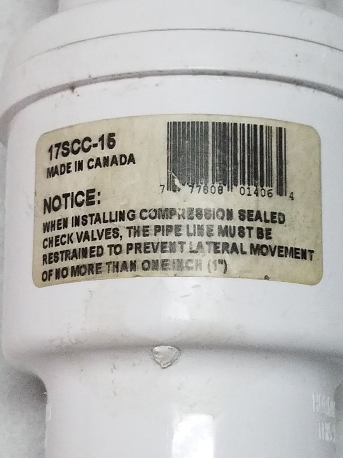 GRANBY 17SCC-15 1-1/2″ UNION COMPRESSION PVC SWING CHECK VALVE NNB
