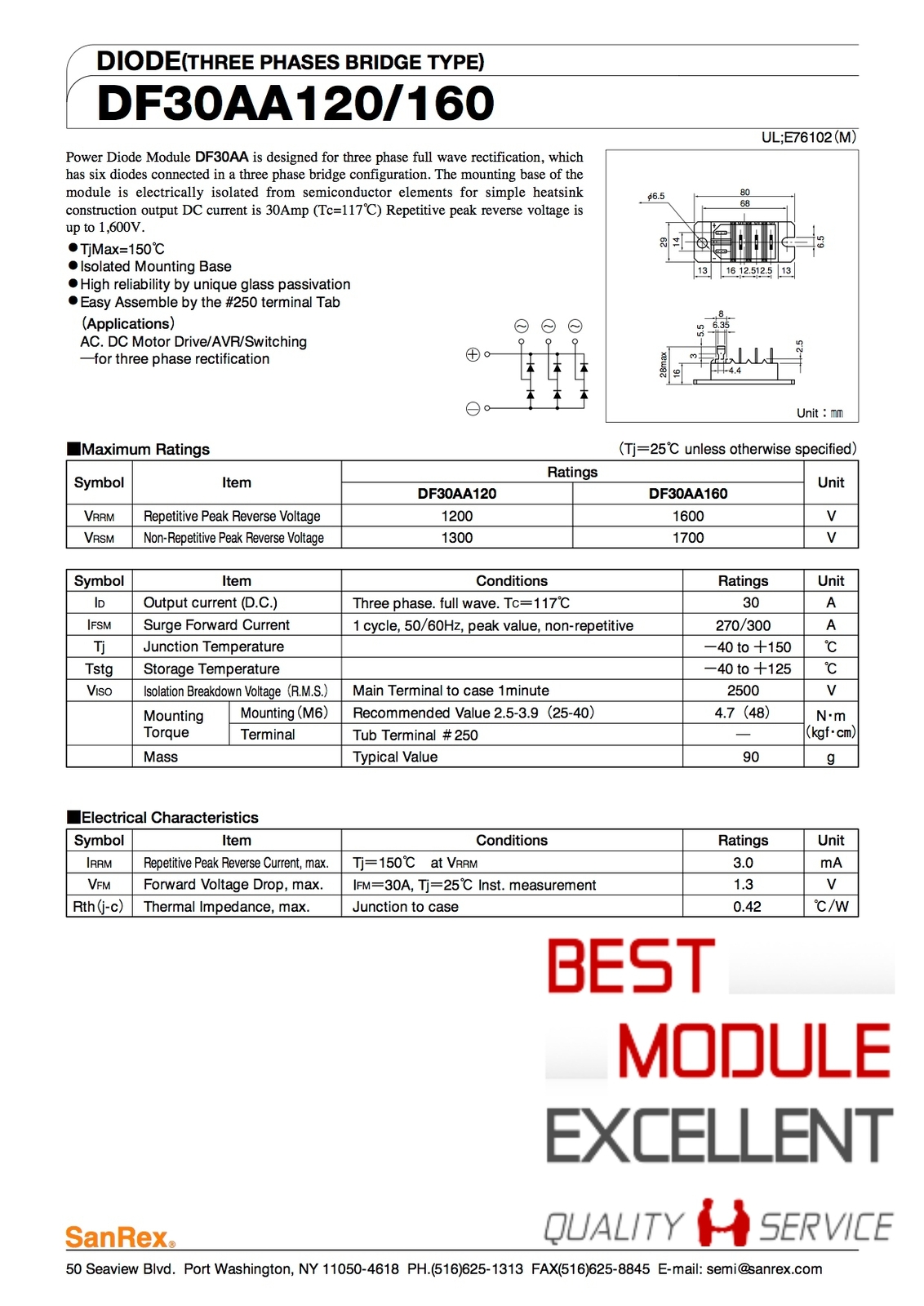1PCS SANREX DF30AA160 power supply module NEW Quality Assurance