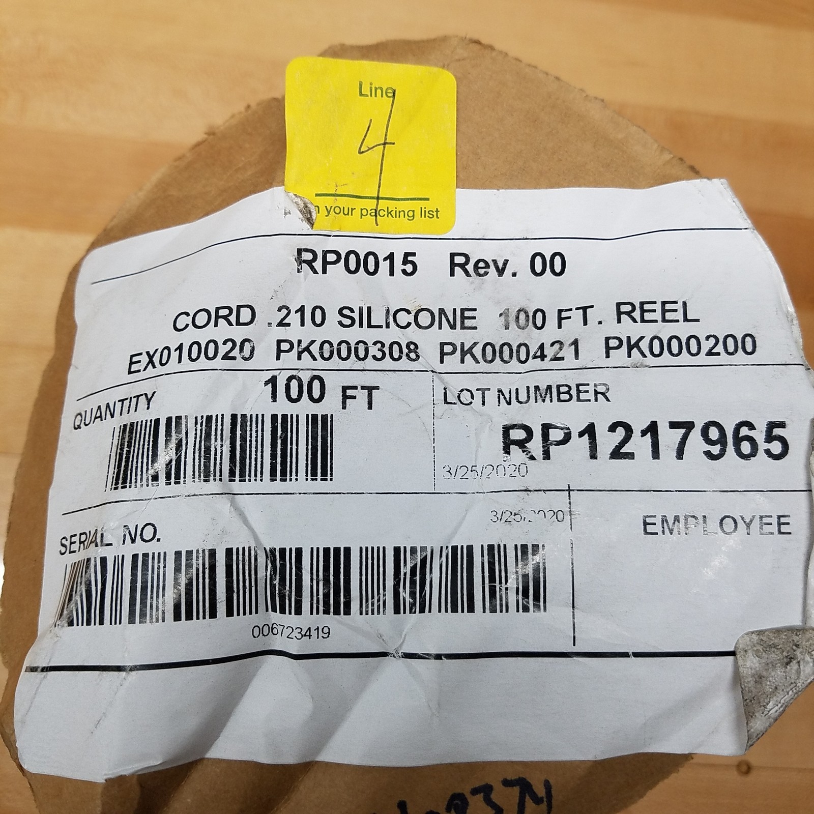 McMaster-Carr 96505K24 3/16″/0.210″ High-Temperature Silicone O-Ring Cord Stock