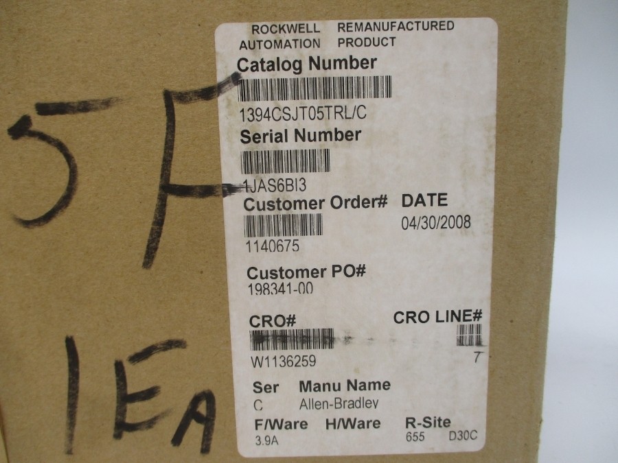 ALLEN BRADLEY 1394C-SJT05-T-RL SER. C F/W V3.9A 380/460VAC 6.5A REMAN