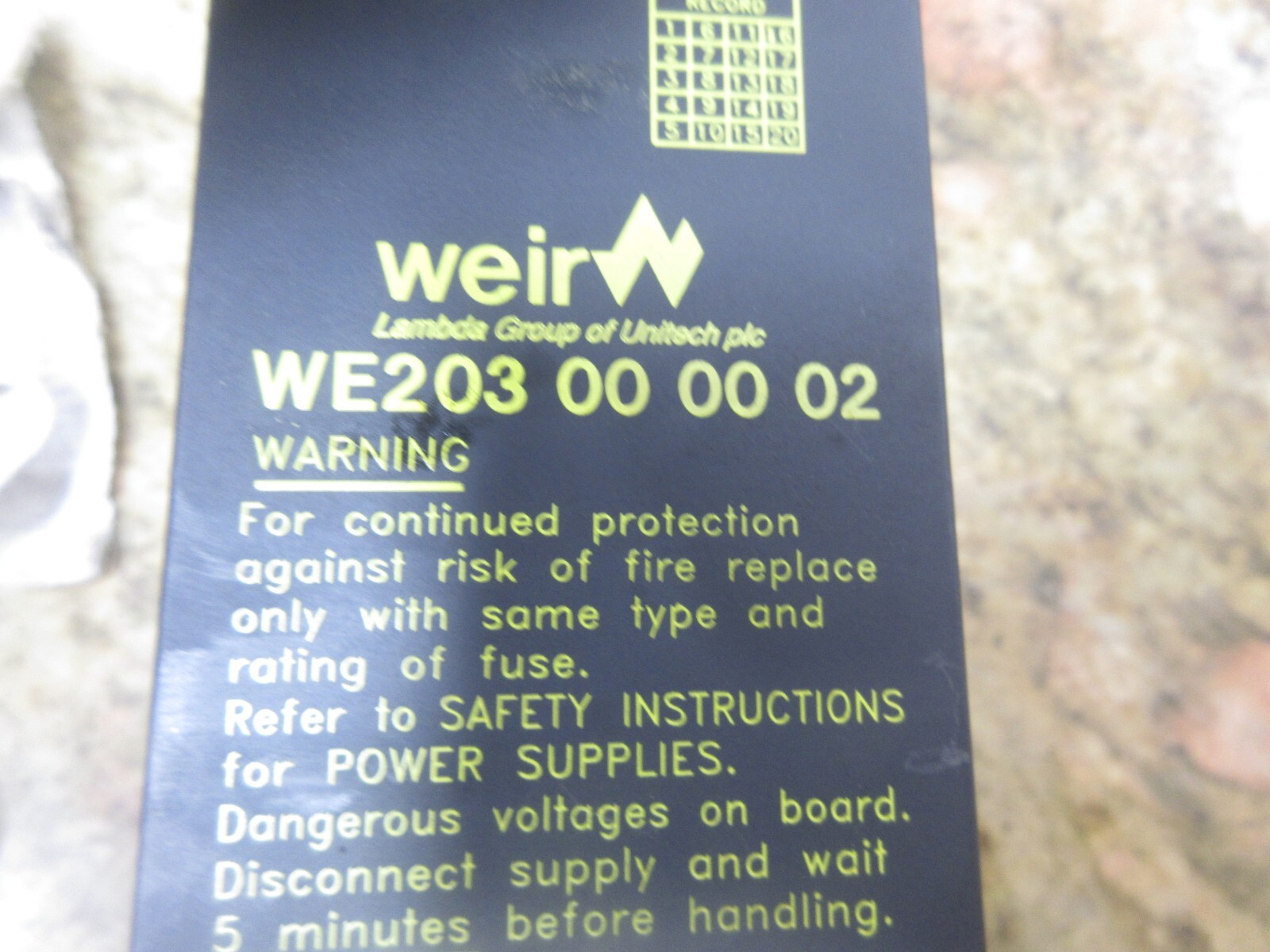 *SPECIAL PRICE* LAMBDA POWER SUPPLY WEIR WE203 00 00 02 RV151 RV150 CHARMILLES