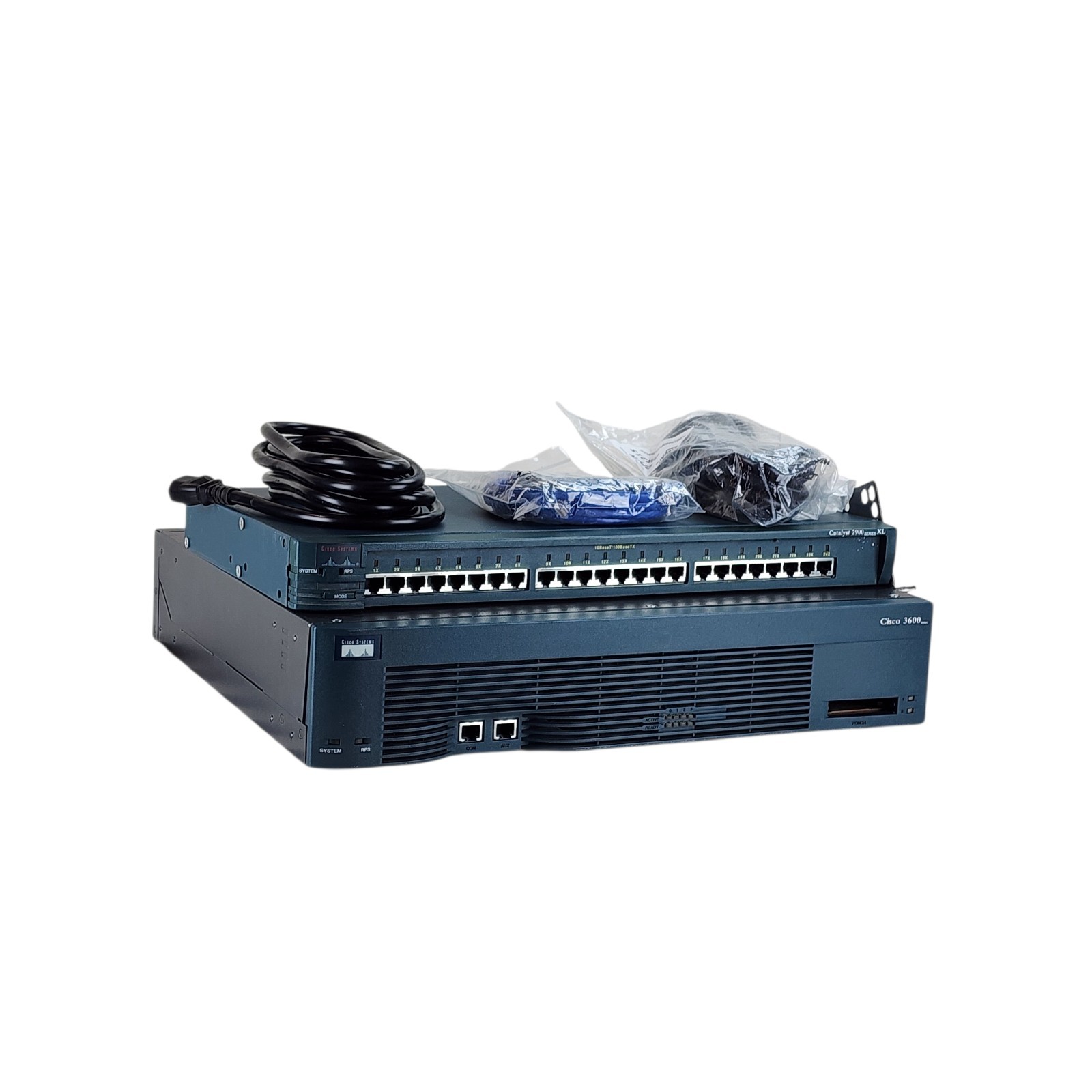 WORKING Cisco 3600 Series Network Router + Catalyst 2900 XL Switch + Cables