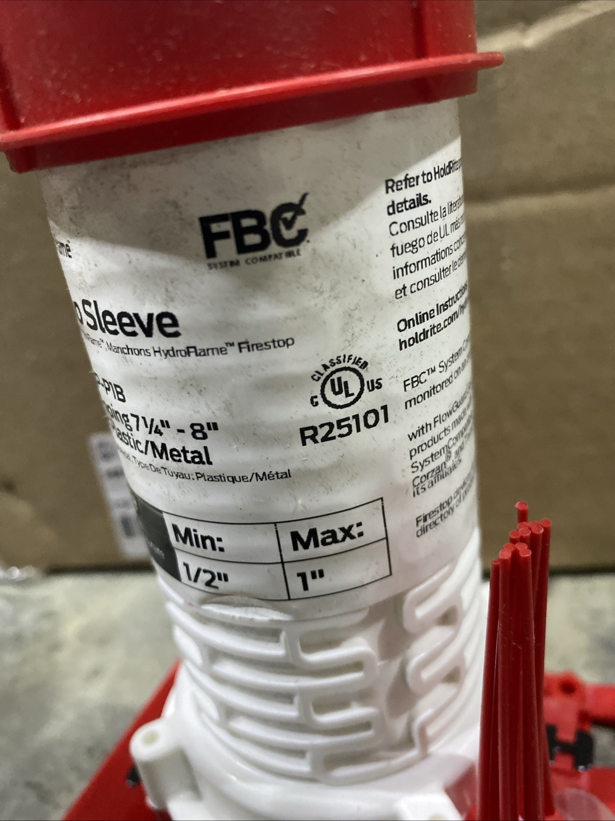Lot of 25 – HFP-P1B – HoldRite 1/2″ – 1″ Firestop Non-Telescoping Deck Sleeve
