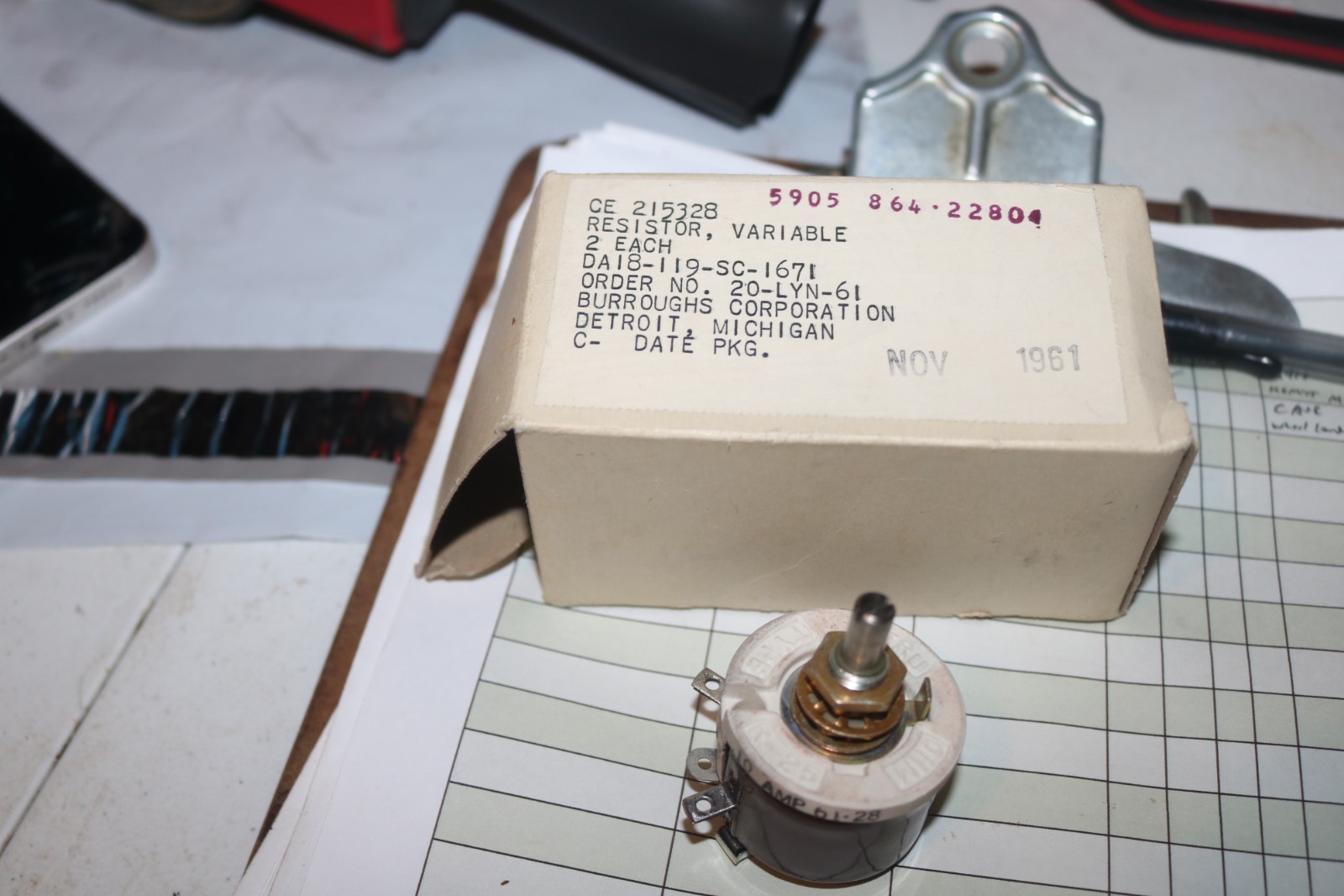 NOS TRU OHM ceramic insulated potentiometer type R-25 2500 OHM 25 W 10 Amp