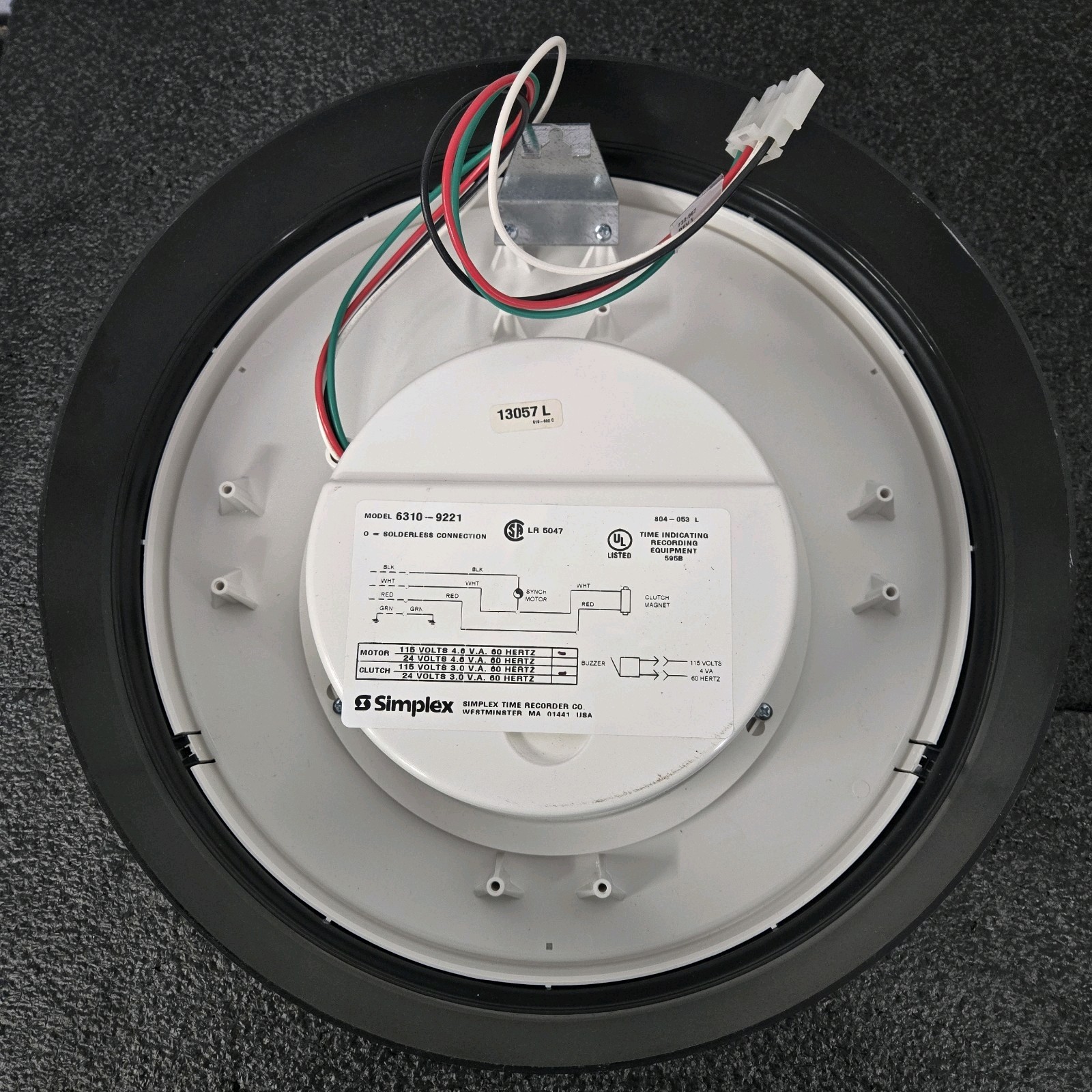 Used Simplex 12″ Synchronized Clock 115VAC 6310-9221 Surface Mount 0643512