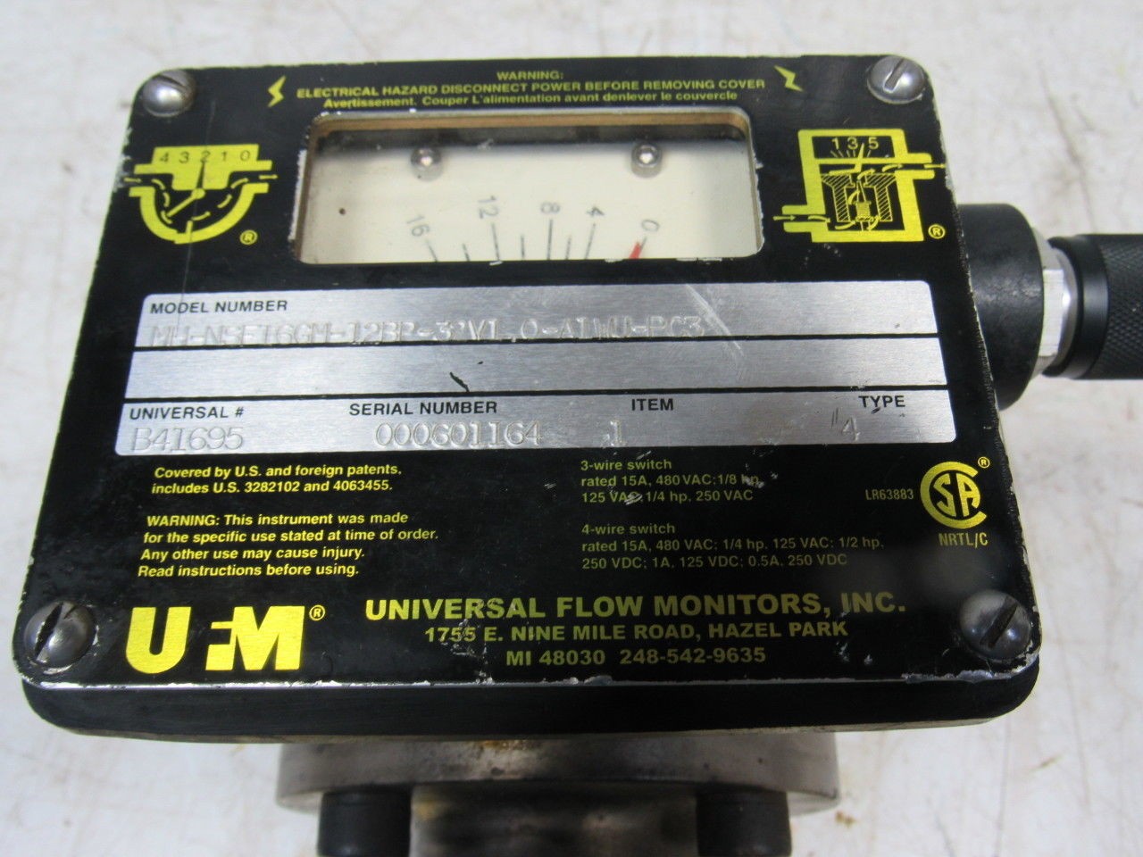 UFM MH-NSF16GM-12BP-32V1.0-A1WU-PC3 Type 4 0-16 GPM Flow Meter 1/2″ Ports