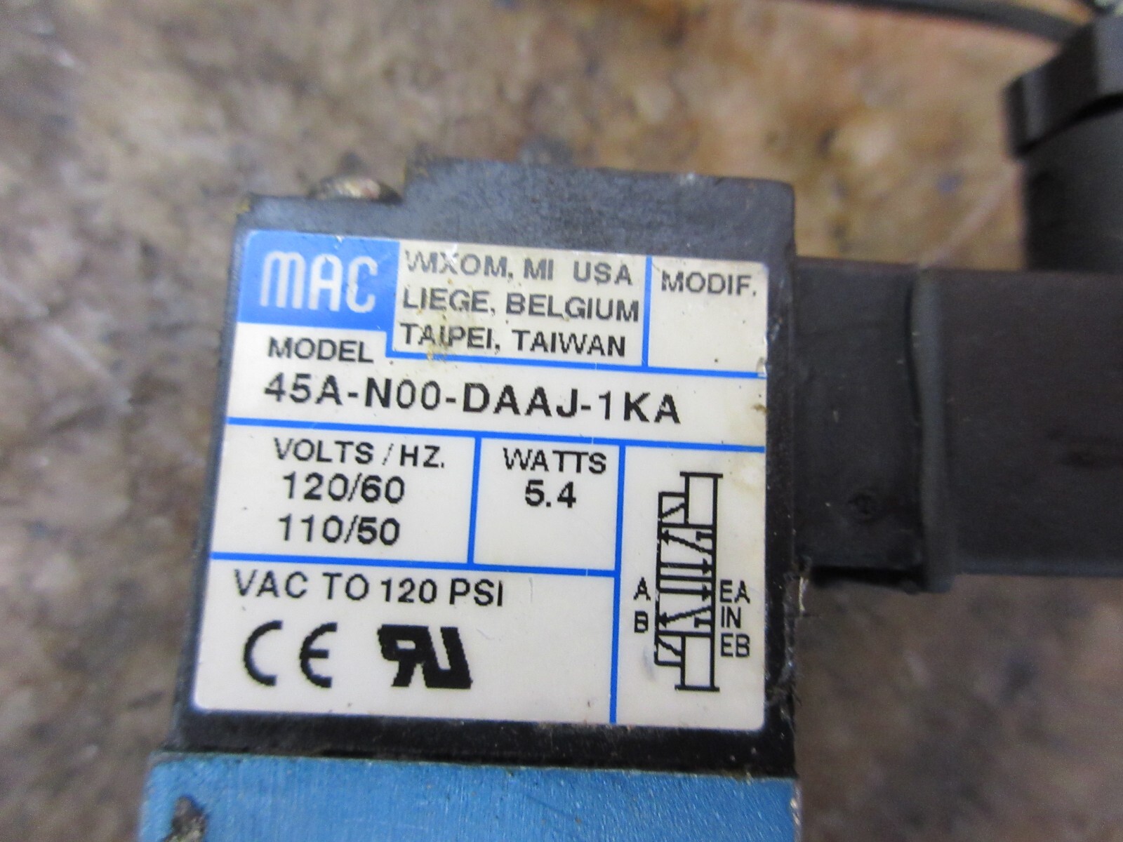 1992 HAAS VF1 CNC MILL MAC VALVE P45A-N00-DAAJ-1KA